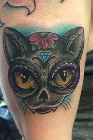My #catsugarskull #dayofthedeadtattoo 