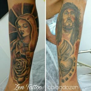 Zen Tattoo - Nossa Senhora e Jesus Cristo.#nossasenhora #maria #zentattoo #mrrock #oblogdozen #tattoo #tatuagem #tatuaje #taquaritinga #taqua  #instattoo #facetattoo #eletricink #everlastcolors #inked #inklovers #tattoolovers #jesus #jesuscristo #jesuschrist