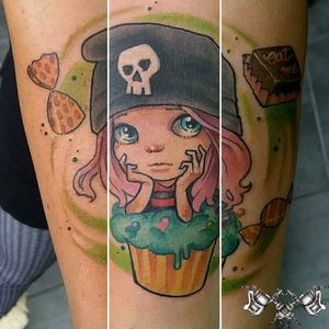 Cupcakes and Sweets. New school design for our client who travelled all the way from Perth, Australia to see @jaman_alessandro an absolute pleasure to have her in the studio. #newschooltattoo #cupcaketattoo #sweetstattoo #colourtattooing #GirlswithInk #morden #tattoostudios #GirlyTattoo #travel #Newschoolink #ink #Tattoo #tattoolovers #eternalink #cheyennehawk #Italiano #Londra #London