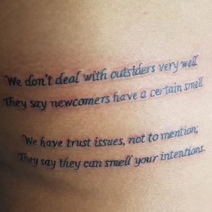 This Tattoo is to symbolize my perception towards most people and their ways of taking advantage of you. This is a modified version of the verse from Heathens. #LKA #Heathens 