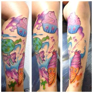 Watercolor sweets with lots of love #ibagué #mopeztattoo #sweetstattoo 