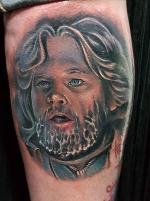 Kurt Russell from The Thing portrait by Joe K Worrall Heart & Arrow Tattoo Studio #horror #horrortattoo #thething #kurtrussellportrait 