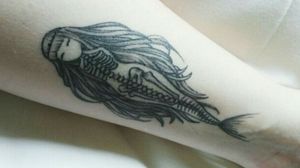 #dark #blackandwhite #tattoo #skeleton #mermaid #skull #inked  