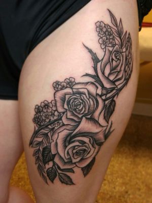 #blackwork #bouquet of #roses for Kayleigh