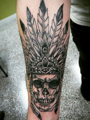 #blackwork #nativeamerican themed #skulltattoo from the client's reference