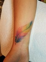 Rainbow feather tattoo 