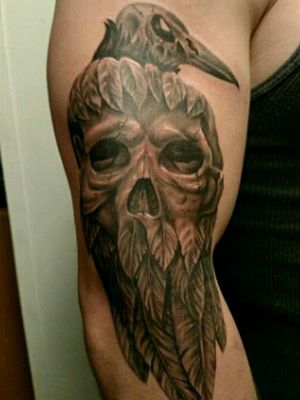 Raven skull tattoo