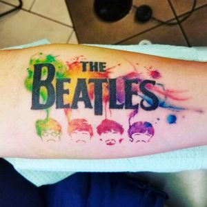Abstract watercolor beatles tattoo