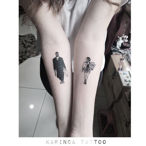Leon & Mathilda 🔫🥛 Instagram: @karincatattoo  #leon #mathilda #LeonTheProfessional #jeanreno #natalieportman #tattoo #tattoos #tattoodesign #tattooartist #tattooer #tattoostudio #tattoolove #tattooart #istanbul #turkey #dövme #dövmeci #design #girl #woman #arm #black #film #movie #cool