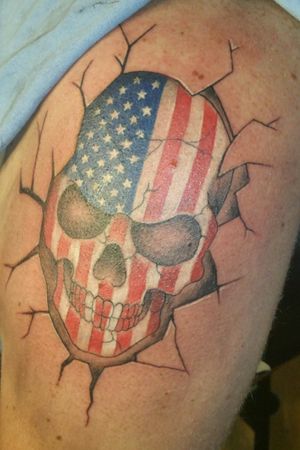 My first tattoo! Patriotic Skull