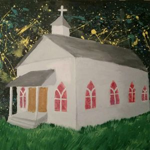 Starry night church painting #church #painting 