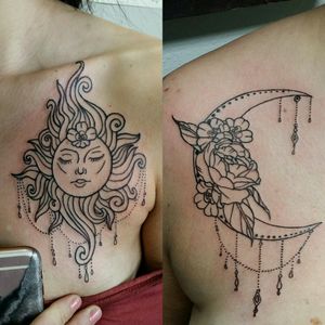Matching Sun and Moon for some lovely lady friends by Bailie Waters 