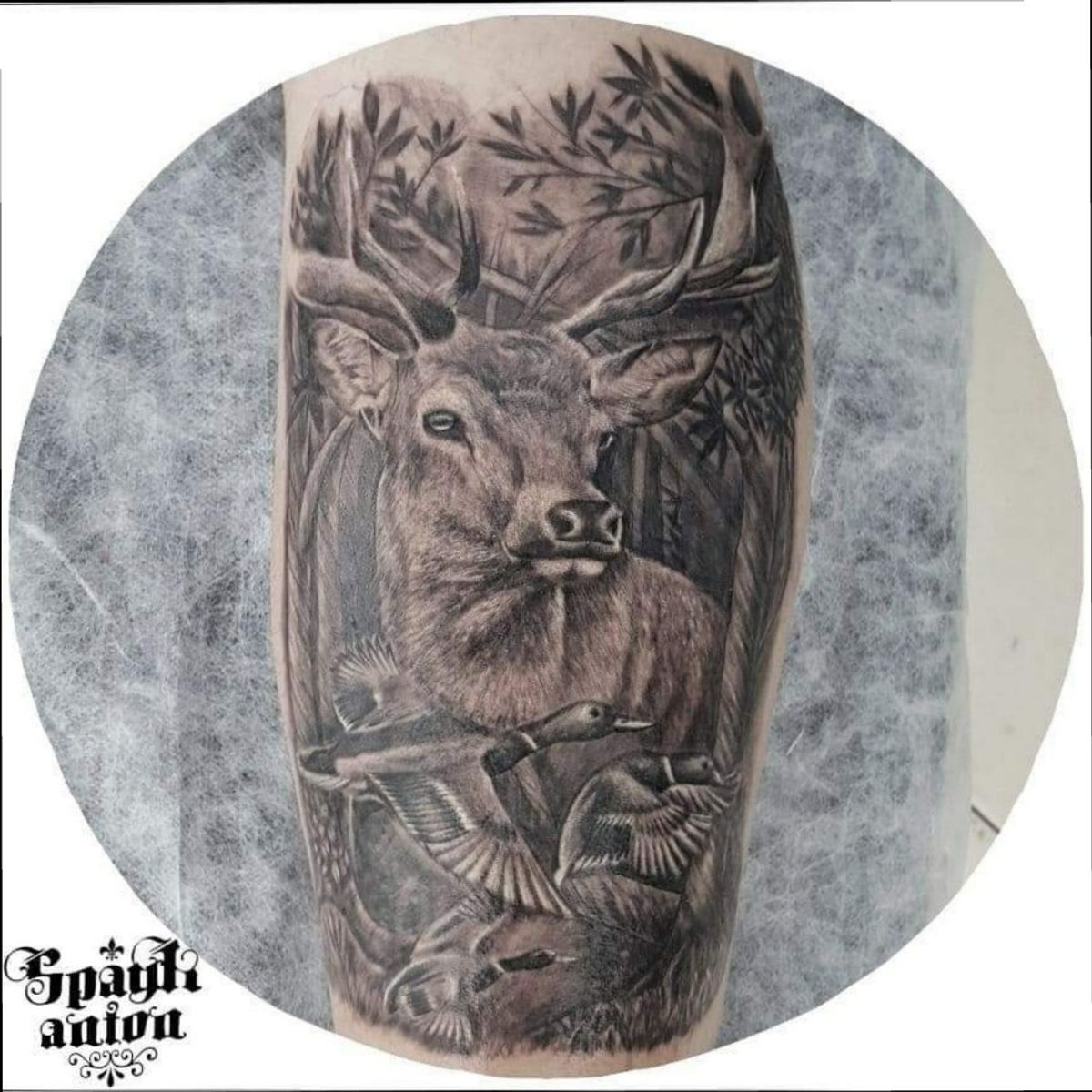 Tattoo uploaded by Spayk Anton • 🚫 Don't kill the animals 'please' ! 🚫  #inked #instatattoo #bodyart #instaart #tattoist #sleevetattoo #amazingink  #tattedup #inkedup #hunting #huntingtattoo #huntertattoo #deertattoos  #mallard #mallardtattoo ...