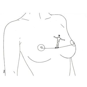 Just having the guy tattooed on your chest would be cool. @aeotearotica on Instagram (Phil) #chest #humor #breast #tightrope #fineline #minimalistic