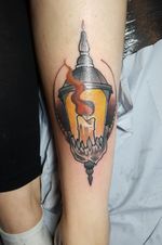 Neo-traditional skull jaw lantern and candle. #neotraditional #lanterntattoo #candletattoo
