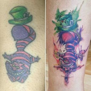 El antes y el después  #tattooartist #tattoo #allkarima #aliceinwonderland #coverup #antesydespues #beforeandafter 