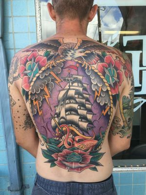 My back piece done by Leo at two thumbs in Hawaii. 