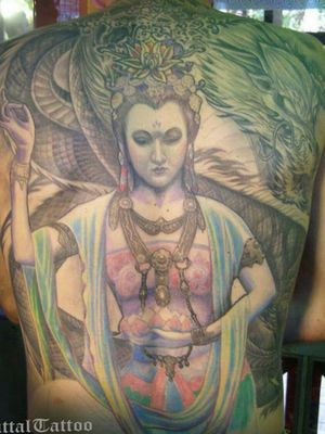 #tattooinprogress #kuanyin #tattoohindu #tattoodragon 