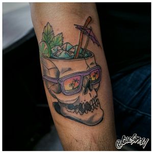 Caribbean Skull, tattoo and design by me Ig:@cuesnow 