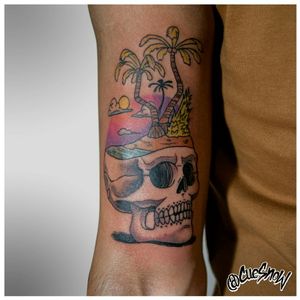 Caribbean skull #1 Dessign and tattoo by me IG : @cuesnow 