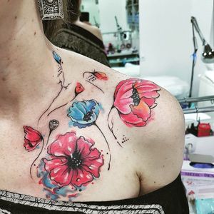 Watercolor flowers ! (Coverup) 🤗🌹🌸💐#tattoostudio #fkirons #intenzeink #eztattoo  #flowers #flowertattoo #poppies #poppy #watercolortattoo #watercolor #tattoos #tattooed #tattoostudio #indigocat #tbilisi #georgia #colorfull #arttattoo #inked #Tattoodo #skinart  #coverup #tattooart #tattooartist #ninotattooist #cooltattoos #skinartmag #inkedgirl #inkedmag #beauty 