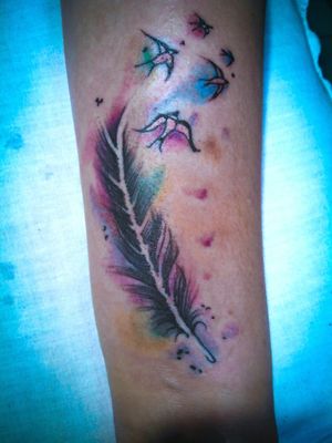 Feather: Clients choice: From Google P.S. I just tattoed it. I dont know the artist. Sorry for that.