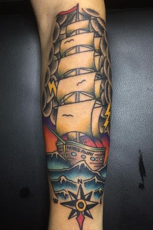 • 🚢 • #oldschooltattoo #oldschool #sailingship #tattoo #tattoos #sea 