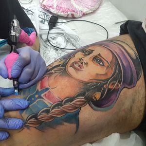Georgian Woman, in progress💜 🇬🇪💜 #tattoostudio #indigocat #tbilisi #georgia #fkirons #intenzeink #worldfamousink #eztattooing #ezcartridge #womantattoo #legtattoo #sleevetattoo #portraittattoo #woman #georgian #national #portrait #besttattoos #tattooart #tattooartist #tattoodo #art🎨 #beauty #inprogress #beauty #inked #tattoomasters #inkedmen #tattoostyle #tattoodesign