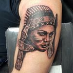 Start of a native american sleeve #phoenixblaze #nativeamerican #portrait #indian #Indianwomantattoo #tattoo #totempole #totem #realism #greywash #bng #blackandgreytattoo #blackwork