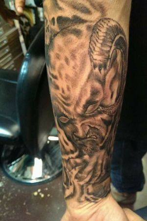 My husband's tattoo by Benjamin  #blackandgrey #blackandwhitetattoo #deviltattoo 