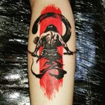 Samurai leg tattoo 