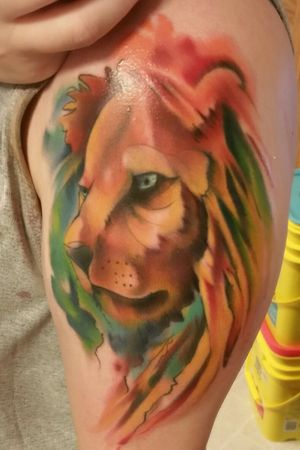 Watercolor lion. For me it represents courage and it's a reminder to be brave