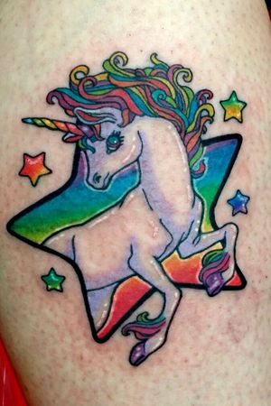 Custom Lisa Frank inspired unicorn! By Bailie Waters  #lisafranktattoo #lisafrank #unicorntattoo #unicornart #unicorndrawing #unicorn #startattoo #star #rainbowtattoo #rainbowart #rainbow #colortattoo #funtattoo #girlytattoo #tattoosforgirls #girlswithtattoos #colorfultattoo #horsetattoo #portlandtattoo #pdxtattoo #90stattoo #90skid #Tattoodo 