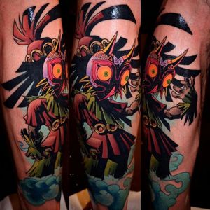 Skull Kid #legendofzelda #skullkid #neotraditional #calftattoo 