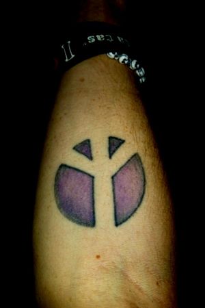 I Drew This Peace Sign And Let This Chick Pop Her Tattoo Cherry Using My Skin After She Got Her First Gun Kit All While I Was On An Acid Trip.(I Look For People Who Draw Well On Paper But Are Either Looking To Do Their First Tattoo Or Have Only Done A Handful Of Tats.  Something About Tattoos Resonate More With Me When They're Not Done By Professionals.)