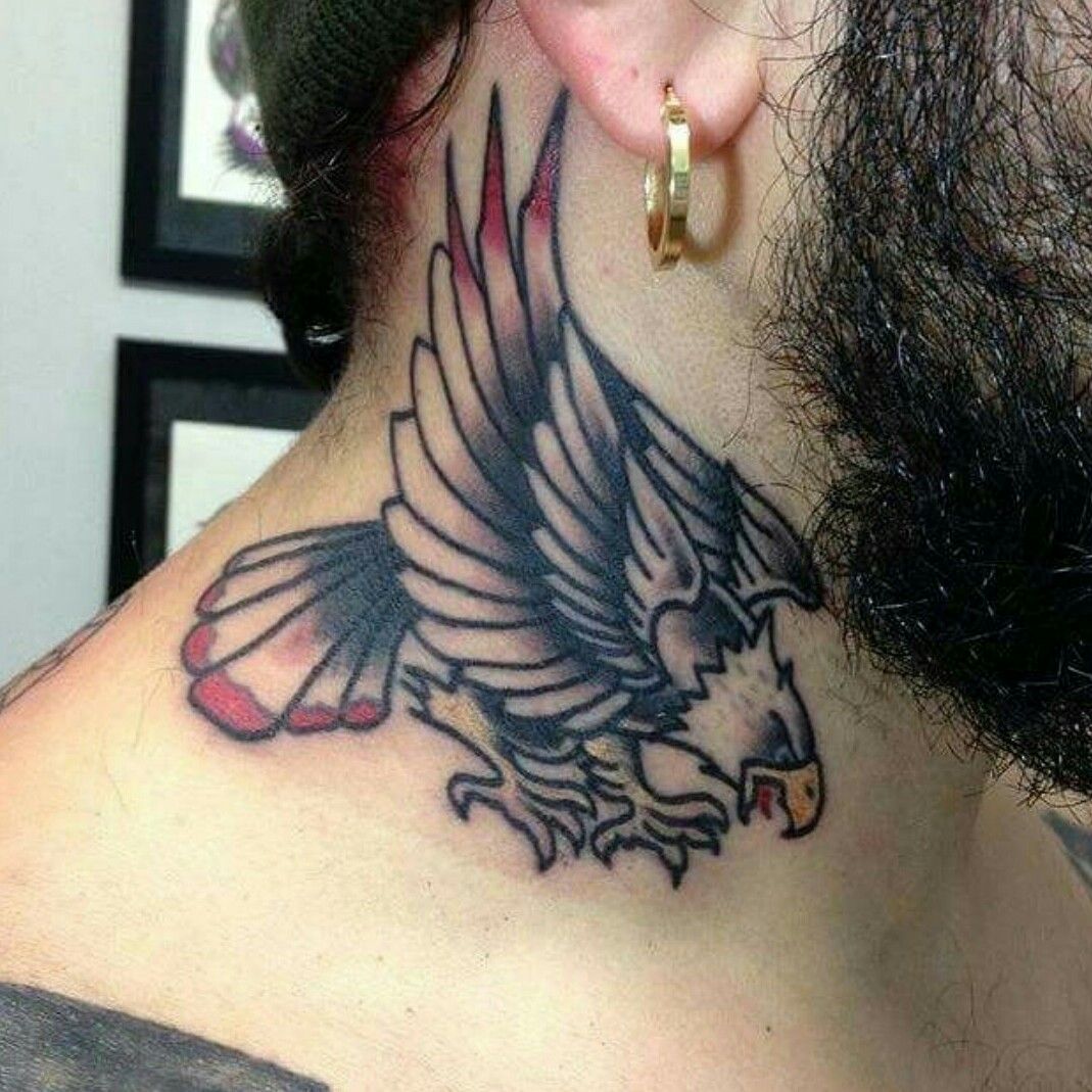 Eagle tattoo on the neck