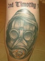 Started out with a biohazard sign with a little gas mask in the middle my artist had a better idea glad I went with what he wanted thank you Gabe Vasquez
