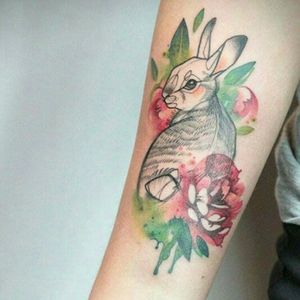#Yadoutatoo#rabbit #flowers #animal#watercolor