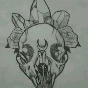 Just a rando scribble #skull #animalskulls #batskull #wiccansymbols  #cresentmoon #floral #crystals 