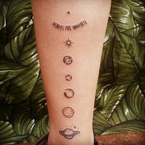 ...🔮Across the universe🔮... #acrosstheuniverse #planets #tattoo #universe #stars #stelle #estrellas #étoiles #univers #pianeti #planètes #tatouage #tatoggio #tatuaje #instatattooed #universetattoo #tinytattoo #brazilianart #brazil #aurorabeatriz #luttiart #luttiink