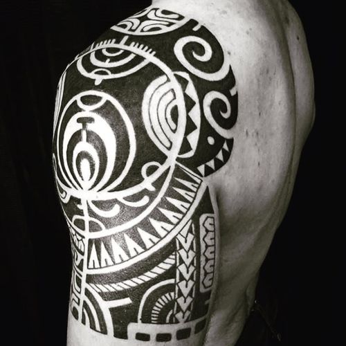Tattoo uploaded by Nik Juhasz • Polynesian tribal quarter sleeve by ...