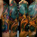 Biotech cover up. #biomech #chulavistasfines #Sandiegotattoos #USN #doneright #quality #southbaymike #colorbomb 