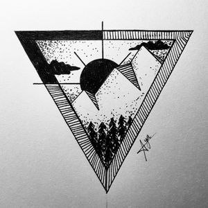 In love with the outdoors. #triangle #black #lines #dots 