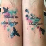 Quote: "Choose to keep going; this too shall pass".  #watercolor #watercolortattoo #birds #flyingbirdstattoos #SemiColon #depression #thistooshallpass