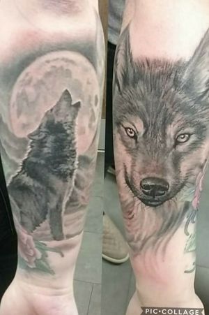 #animaltatto #wolftattoo #wolfhead #howlingwolf #realism #blackandgreytattoo #realism #moon #howl #tattosbyrichardhart #artistofpain