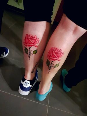 A friendship tattoo#friends #friendship #friendshiptattoo  #rose #colored #color #sister #bff #bfftattoo 