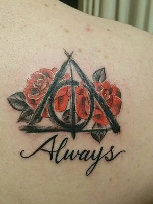 Deathly Hallows symbol with roses