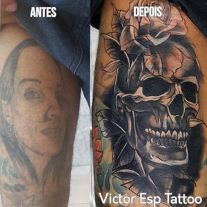 #cover #coverup #darktattoo #skull #caveira #tatuagem #blackandgreytattoo 