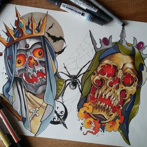 Dead Kings - promarkers and ink....#drawing #tattooflash #tattoodesign #promarkers 