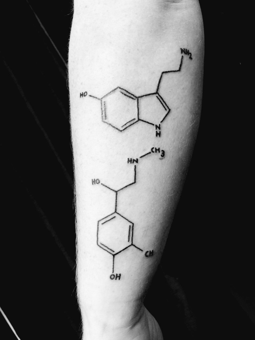 Tattoo uploaded by James Martin • Top = Serotonin, bottom = Adrenaline •  Tattoodo